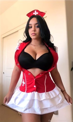 Sexy Cute Cuban Teen 5: Cosplaying A Sexy Nurse that show off cleavages